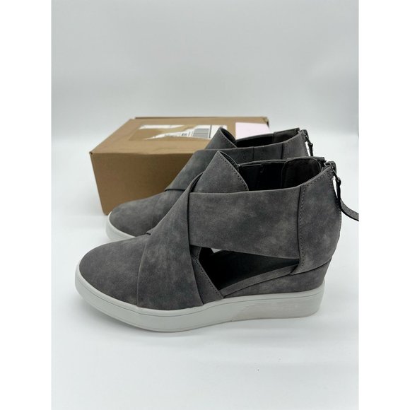 Journee Collection Womens Seena Wedge Booties Gray Straps Ankle Zip 8 New - Picture 8 of 11